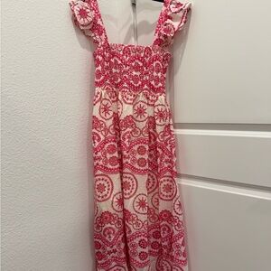 Pink & White Eyelet Maxi Dress